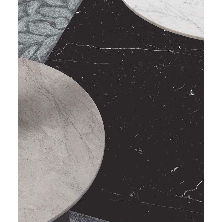 Pezzani Tavolino da salotto rettangolare in acciaio e ripiano in marmo  collezione Nordic. Versione con ripiani in marmo spessore 20 mm e finitura  opaca.